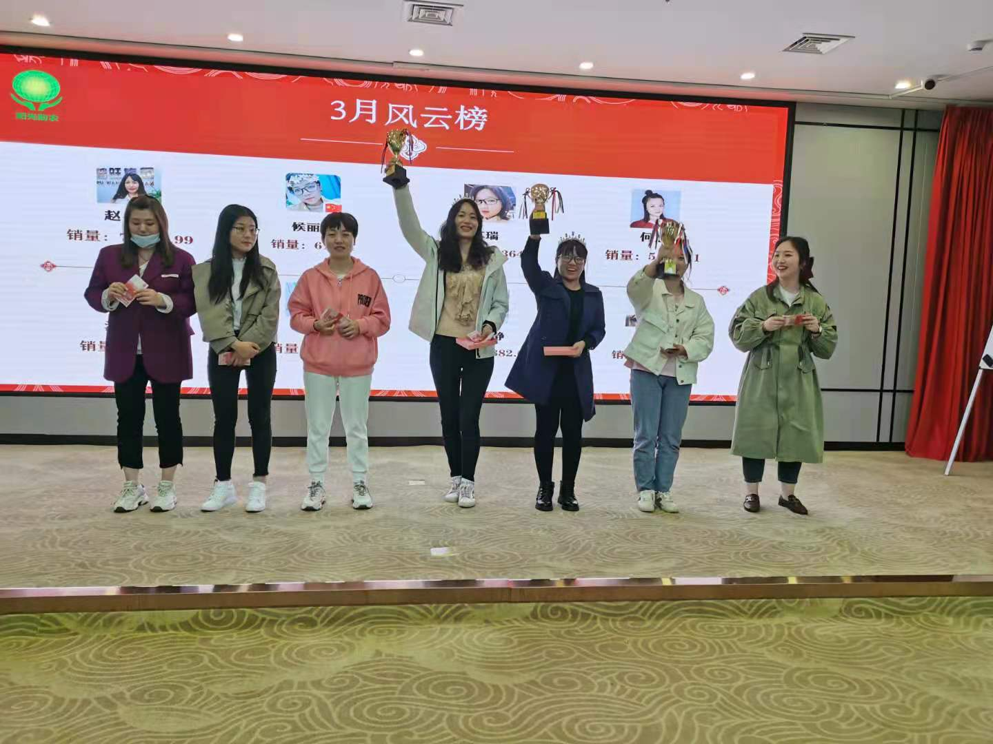 獲得銷售業績貢獻獎的電銷精英們